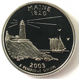 AMERICA QUARTER 1/4 DOLLAR 2003, S, PROOF,AG.900,(Farul Pemaquid Point - MAINE), America de Nord, Argint