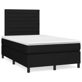 VidaXL Pat cu arcuri, saltea și LED, negru, 120x190 cm, textil 3270206