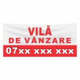 Banner Vila de Vanzare Personalizat cu Capse, Poliplan, Imprimare Latex Ecologica - Rezistent UV, Interior/Exterior