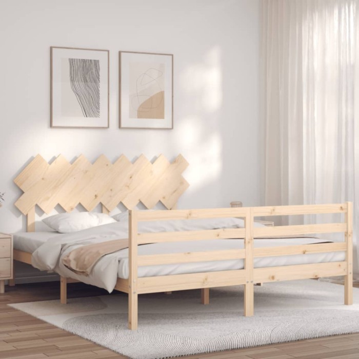 Gossi cadru de pat cu tablie, 160x200 cm, lemn masiv