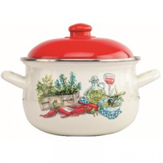 Cratita Emailata cu Capac 24cm 4.8l Grunberg GR3424 Crem+Rosu foto