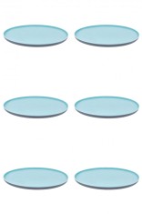 Set farfurii 6 piese, intinse de plastic, Turcoaz Gri, diametru 25 cm