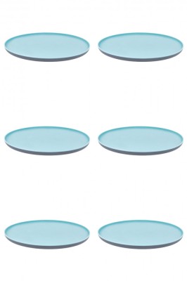 Set farfurii 6 piese, intinse de plastic, Turcoaz Gri, diametru 25 cm foto
