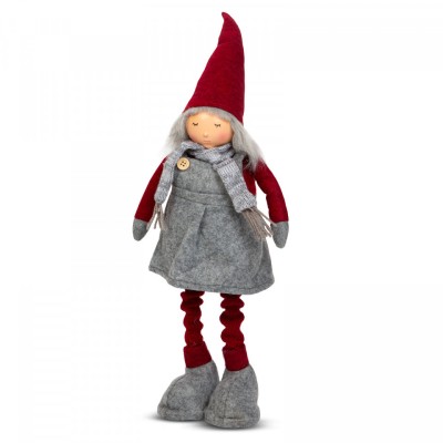 Figurină spiriduș textilă de Crăciun - picior telescopic - 40 - 60 cm foto