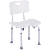 HOMCOM Scaun de Duș Reglabil pe 8 Nivele cu Orificii de Drenaj și Șezut &icirc;n Formă de U, 48x42x71-83,5 cm, Alb | Aosom Romania