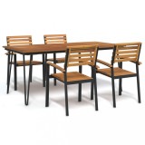 vidaXL Set mobilier de grădină, 5 piese, lemn masiv de acacia și metal