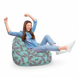 Fotoliu Puf Bean Bag tip Para XL cian cu frunze gri, Updeco