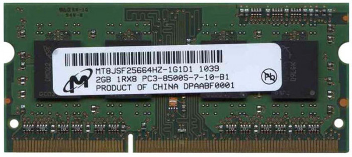 Memorii Laptop Micron 2GB DDR3 8500S 1066Mhz CL7