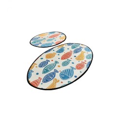 Set 2 Covorase baie Fish Colorful, 60 x 100 cm, 50 x 60 cm, Antiderapant, Multicolor