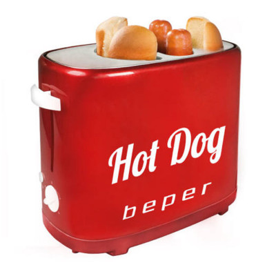 Aparat hot dog Beper, 750 W, 5 niveluri preparare, tava detasabila, design vintage foto