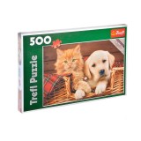 Puzzle 500 piese, Imagine Pisica si Caine, 48x34 cm, ATU-080947, Oem