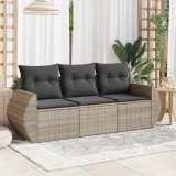 VidaXL Set canapele de grădină cu perne, 3 piese gri deschis poliratan 3253399