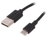 Cablu USB 2.0 USB A la USB C 3m Negru 480Mbps, Goobay