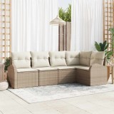 VidaXL Set de canapele pentru grădină 5 pcs Bej, alb Rattan poli