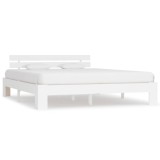 Cumpara ieftin Cadru de pat cu tablie, alb, 180x200 cm, lemn masiv de pin