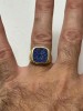 INEL AUR 18K - &quot;GHIUL&quot; Barbati - Sigiliu - Lapis Lazuli - 15.6g - Vintage !, 57 - 67, Galben