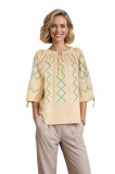 Bluza dama RA25 bej , marimea 3XL, Casual, Bumbac
