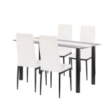Set de sufragerie Denton 4+1 alb-negru