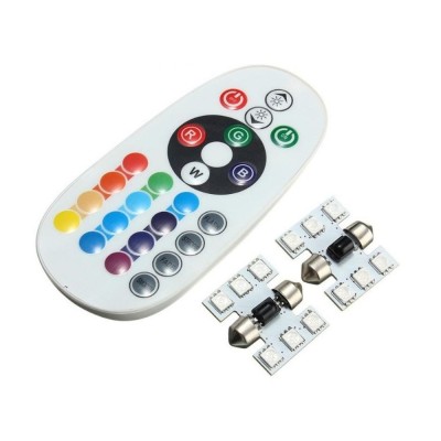 Set 2 becuri cu LED, 39mm, RGB, 12V, 1W, cu telecomanda, 196813 foto