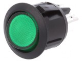 Rocker Switch DPST 2 ON-OFF 20A 12VDC Verde LED R13-244-DC 50m&Omega;