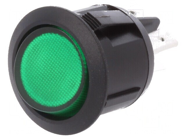 Rocker Switch DPST 2 ON-OFF 20A 12VDC Verde LED R13-244-DC 50m&Omega;