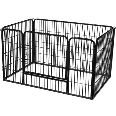 FEANDREA Tarc pentru caini din panouri de fier, cu usa de acces, XXL, 122x80x70cm, negru Household NewTrend foto