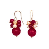 Cumpara ieftin Cercei Argint 925 placat aur roz cu agat rubiniu si perle Armonia - Bijuterii handmade Made in Italy