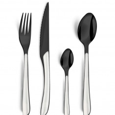 Set tacamuri 16 piese, Amefa, Trend Lumino, inox, alb/negru