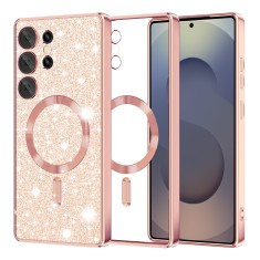 Husa premium Samsung Galaxy S25 Ultra Techsuit Luxury Glitter MagSafe, roz auriu foto