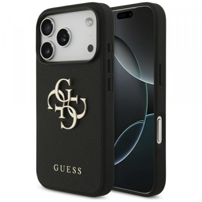 Husa pentru Apple iPhone 17 Pro, Guess, 4G Grained Big and Classic Logo, Neagra foto