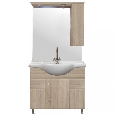Mobilier complet de baie Bianca Plus 85, culoare stejar sonoma, deschidere pe dreapta foto