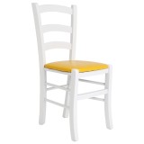 Scaun Paesana - cadru alb - imitatie piele galben - 22168