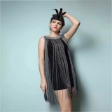 Rochie de Deghizare Neagra cu Franjuri Argintii si Bentita cu Pana, One Size, Oem