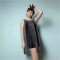 Rochie de Deghizare Neagra cu Franjuri Argintii si Bentita cu Pana, One Size