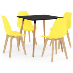 Set mobilier de bucatarie, 5 piese, galben foto