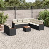 Cumpara ieftin Set canapele de grădină cu perne, 10 piese, negru, poliratan