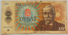 Bancnota 10 COROANE - RS CEHOSLOVACIA, anul 1986 *cod 115 B foto