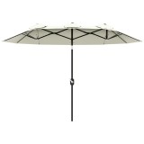 Outsunny Umbrelă de Grădină Dublă &Icirc;nclinabilă la 45&deg; cu Manivelă si 3 Orificii de Ventilație, 295x152x222 cm, Bej | Aosom Romania