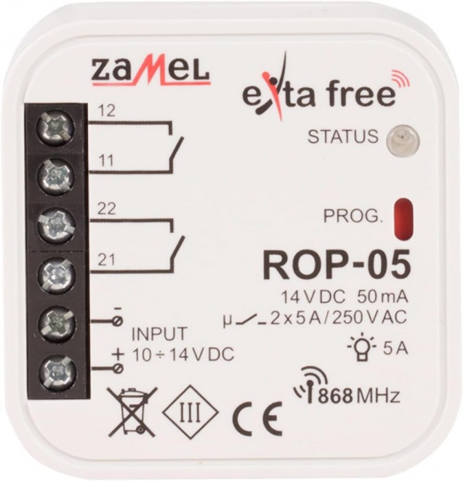 Receptor EXTA FREE &icirc;n Cutie de Metal 10-14VDC NO x2 IP20