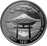 Moneda Argint Romania-Japonia 10 Lei, 100 Ani Relatii Diplomatice, 2021, 31.1g, Argint 999&permil;, Tiraj 1000