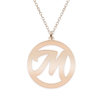 Lantisor personalizat cu litera decupata - argint 925 placat cu aur roz foto