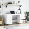 Gossi birou, alb extralucios, 140x50x75 cm, lemn compozit