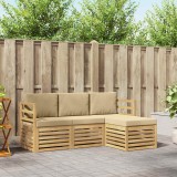 vidaXL Set de canapele de exterior cu pernă 4 pcs Alb și Bej Poliester 3391618
