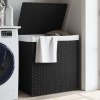 Gossi cos de rufe cu 2 sectiuni, negru, 53x35x57 cm, poliratan
