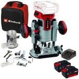 Einhell TP-RO 18 Set Li BL PXC + Twinpack + 4514095 - Masina de frezat 6 8 mm + Set 2 acumulatori si incarcator Li-Ion 18 V 4 Ah