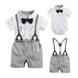 Costum elegant cu body alb tip camasuta (Marime Disponibila: 2 ani), Superbaby