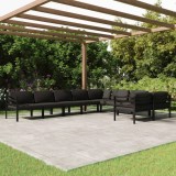 VidaXL Set mobilier de grădină cu perne, 9 piese, antracit, aluminiu 3107823