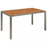 Masa de gradina cu blat din lemn, gri, 150x90x75 cm, poliratan