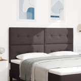 vidaXL Tăblie pat capitonată cu nasturi, maro &icirc;nchis, 180 cm, textil