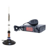 Kit Statie radio CB PNI ESCORT HP 9001 PRO ASQ reglabil, AM-FM, 12V, 4W + Antena CB PNI ML70 26-30MHz, 200W, 70cm, magnet 145 mm